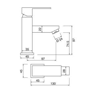 BATERIJA ZA LAVABO MINOTTI QUADRA 1112 - Slika 2