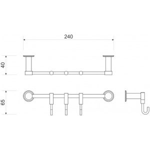 DRŽAČ MINOTTI 3 KUKE WT4563 - Slika 2