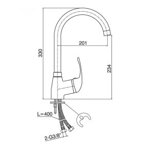 BATERIJA ZA SUDOPERU 6888 MINOTTI STANDARD SA 2 CEVI LABUD 6888 - Slika 2